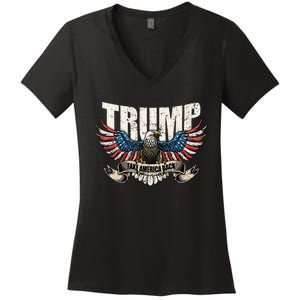 Trump 2024 Flag Take America Back Wo Donald Trump Women's V-Neck T-Shirt