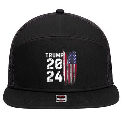 Trump 2024 Flag Usa 7 Panel Mesh Trucker Snapback Hat