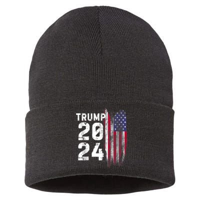 Trump 2024 Flag Usa Sustainable Knit Beanie