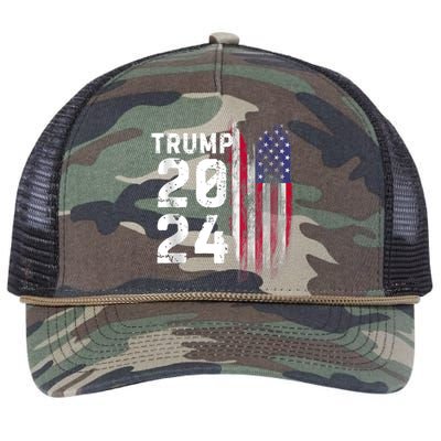 Trump 2024 Flag Usa Retro Rope Trucker Hat Cap