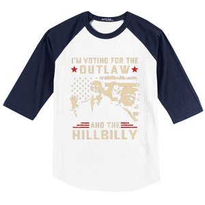 Trump 2024 Flag Outlaw Hillbilly J.D.Vance 2024 Donald Trump Gift Baseball Sleeve Shirt