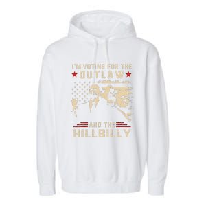 Trump 2024 Flag Outlaw Hillbilly J.D.Vance 2024 Donald Trump Gift Garment-Dyed Fleece Hoodie