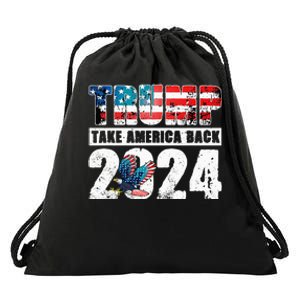 Trump 2024 Flag Take America Back Trump 2024 Drawstring Bag