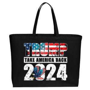 Trump 2024 Flag Take America Back Trump 2024 Cotton Canvas Jumbo Tote