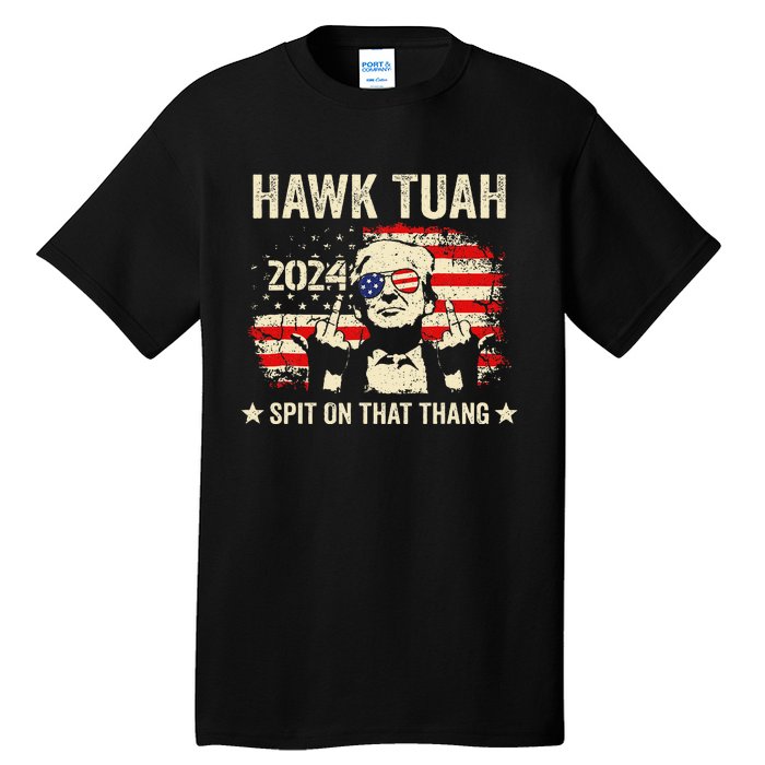 Trump 2024 Flag Funny Hawk Tush Middle Finger 24 Vote Trump Tall T-Shirt