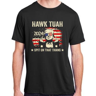 Trump 2024 Flag Funny Hawk Tush Middle Finger 24 Vote Trump Adult ChromaSoft Performance T-Shirt