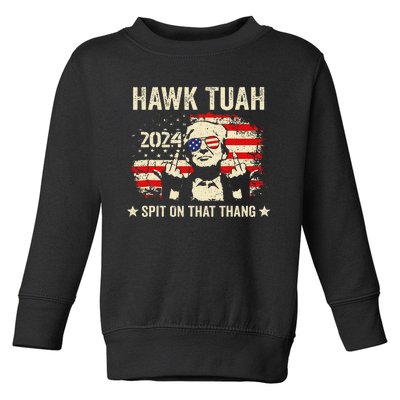 Trump 2024 Flag Funny Hawk Tush Middle Finger 24 Vote Trump Toddler Sweatshirt