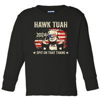 Trump 2024 Flag Funny Hawk Tush Middle Finger 24 Vote Trump Toddler Long Sleeve Shirt