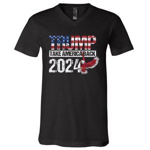 Trump 2024 Flag Take America Back V-Neck T-Shirt