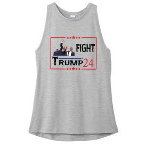 Trump 2024 Fight Trump For President Trump Fight I Will Fight Ladies PosiCharge Tri-Blend Wicking Tank