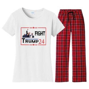 Trump 2024 Fight Trump For President Trump Fight I Will Fight Women's Flannel Pajama Set