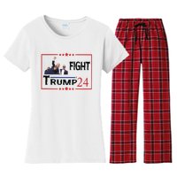 Trump 2024 Fight Trump For President Trump Fight I Will Fight Women's Flannel Pajama Set