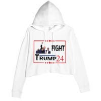 Trump 2024 Fight Trump For President Trump Fight I Will Fight Crop Fleece Hoodie