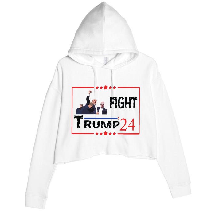 Trump 2024 Fight Trump For President Trump Fight I Will Fight Crop Fleece Hoodie