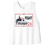 Trump 2024 Fight Trump For President Trump Fight I Will Fight Women's Racerback Cropped Tank