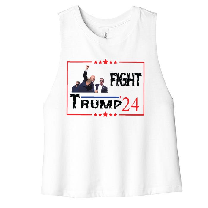 Trump 2024 Fight Trump For President Trump Fight I Will Fight Women's Racerback Cropped Tank