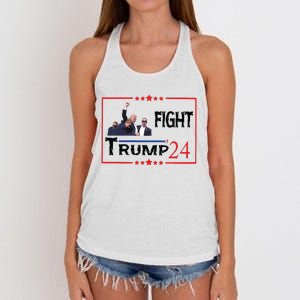 Trump 2024 Fight Trump For President Trump Fight I Will Fight Women's Knotted Racerback Tank