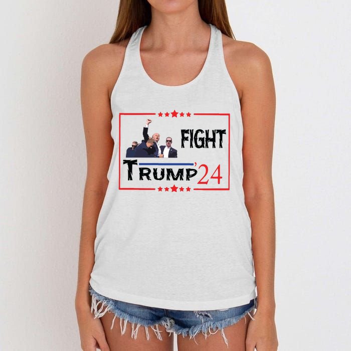 Trump 2024 Fight Trump For President Trump Fight I Will Fight Women's Knotted Racerback Tank