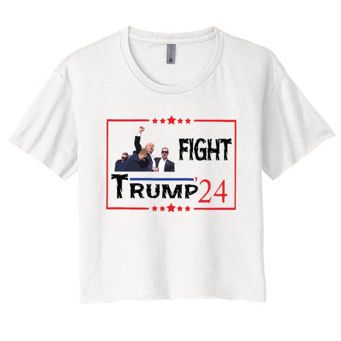 Trump 2024 Fight Trump For President Trump Fight I Will Fight Women's Crop Top Tee