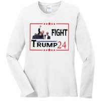 Trump 2024 Fight Trump For President Trump Fight I Will Fight Ladies Long Sleeve Shirt