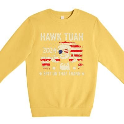 Trump 2024 Flag Funny Hawk Tush Middle Finger 24 Vote Trump Premium Crewneck Sweatshirt