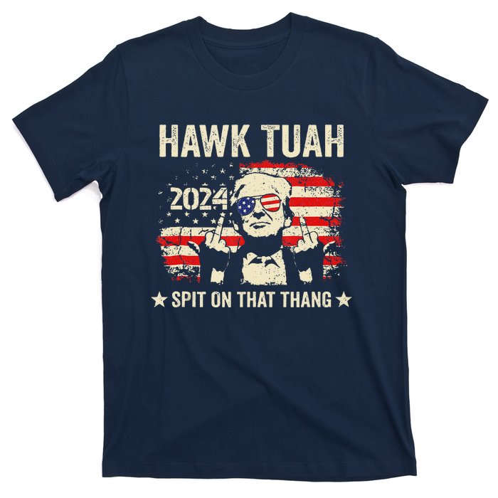 Trump 2024 Flag Funny Hawk Tush Middle Finger 24 Vote Trump T-Shirt