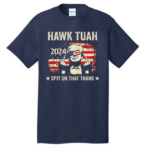 Trump 2024 Flag Funny Hawk Tush Middle Finger 24 Vote Trump Tall T-Shirt