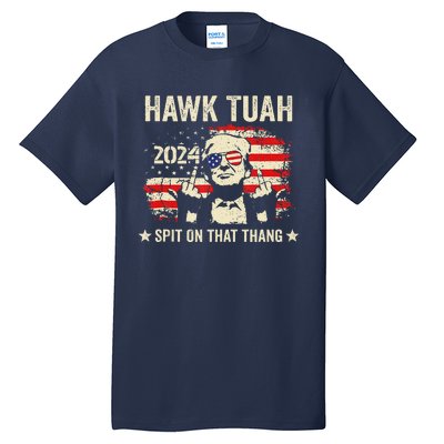 Trump 2024 Flag Funny Hawk Tush Middle Finger 24 Vote Trump Tall T-Shirt