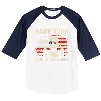 Trump 2024 Flag Funny Hawk Tush Middle Finger 24 Vote Trump Baseball Sleeve Shirt