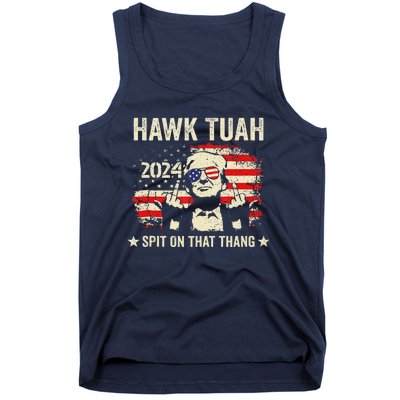 Trump 2024 Flag Funny Hawk Tush Middle Finger 24 Vote Trump Tank Top