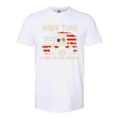 Trump 2024 Flag Funny Hawk Tush Middle Finger 24 Vote Trump Softstyle CVC T-Shirt