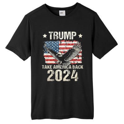 Trump 2024 flag take America back Trump 2024 Tall Fusion ChromaSoft Performance T-Shirt