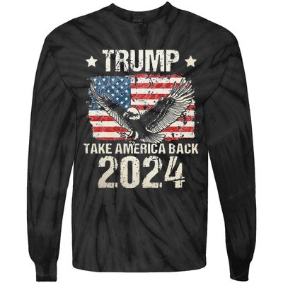 Trump 2024 flag take America back Trump 2024 Tie-Dye Long Sleeve Shirt