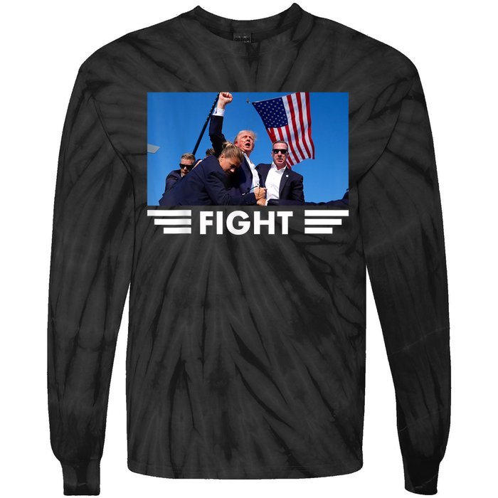 Trump 2024 Fight Trump Was Assassinated Tie-Dye Long Sleeve Shirt