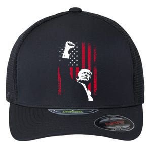 Trump 2024 Fist Fight For America Usa Flag Flexfit Unipanel Trucker Cap