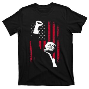 Trump 2024 Fist Fight For America Usa Flag T-Shirt