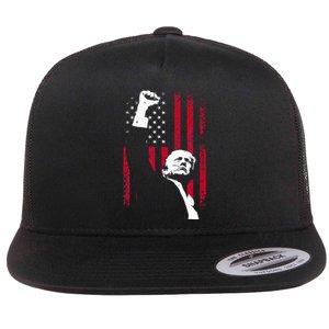 Trump 2024 Fist Fight For America Usa Flag Flat Bill Trucker Hat