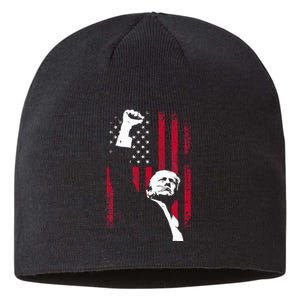 Trump 2024 Fist Fight For America Usa Flag Sustainable Beanie