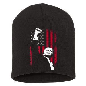 Trump 2024 Fist Fight For America Usa Flag Short Acrylic Beanie