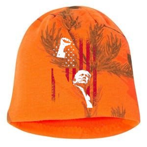 Trump 2024 Fist Fight For America Usa Flag Kati - Camo Knit Beanie