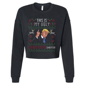 Trump 2024 Funny Xmas Ugly Sweater Thanksgiving Cropped Pullover Crew