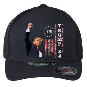 Trump 2024 Fight Shot Shooting Nothing Can Stop Trump Flexfit Unipanel Trucker Cap