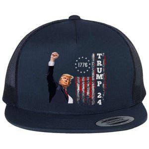 Trump 2024 Fight Shot Shooting Nothing Can Stop Trump Flat Bill Trucker Hat