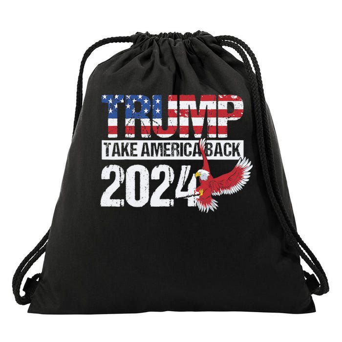 Trump 2024 Flag Take America Back Trump 2024 Drawstring Bag