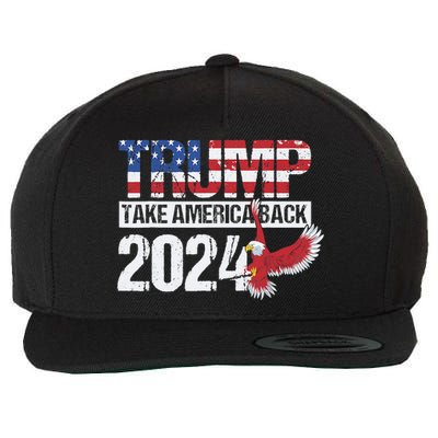 Trump 2024 Flag Take America Back Trump 2024 Wool Snapback Cap