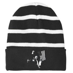 Trump 2024 Fear Not American Hero Fight Fight Fight Maga Striped Beanie with Solid Band