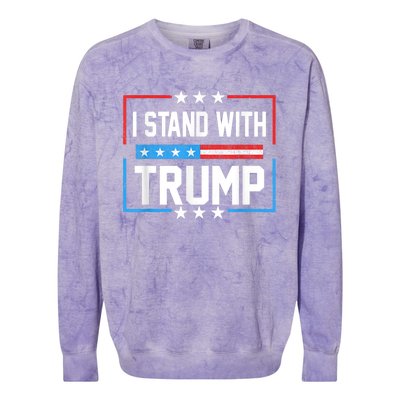 Trump 2024 For President I Stand With Trump Vintage Us Flag Colorblast Crewneck Sweatshirt