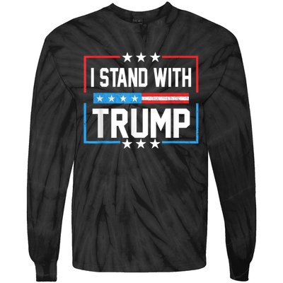 Trump 2024 For President I Stand With Trump Vintage Us Flag Tie-Dye Long Sleeve Shirt