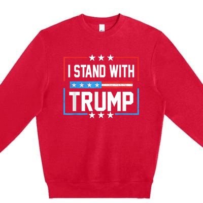 Trump 2024 For President I Stand With Trump Vintage Us Flag Premium Crewneck Sweatshirt