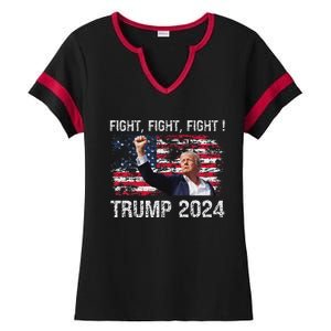 Trump 2024 Fight President Election Bold Design Ladies Halftime Notch Neck Tee